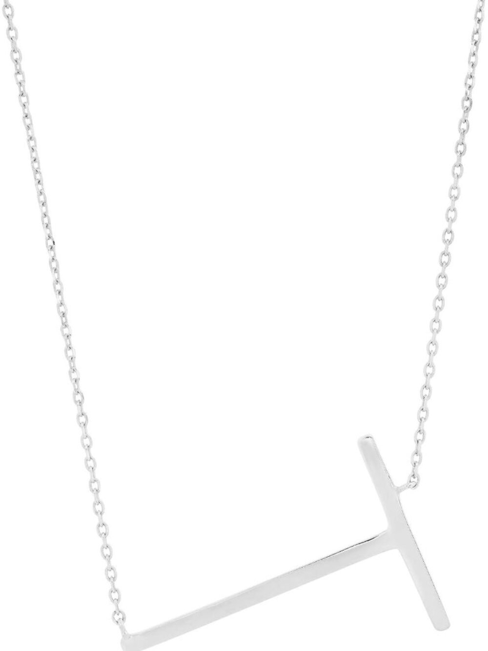925 Sterling Silver Large Sideways Block Initial Necklace - Personalized Jewelry